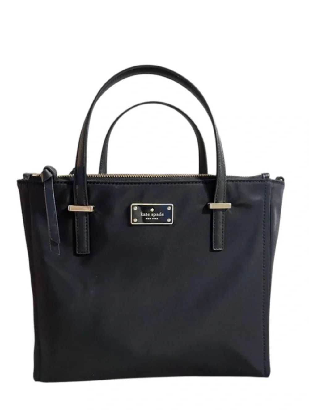 kate spade New York Wilson Road Alyse Satchel Black Tote Bag Nylon Purse Handbag